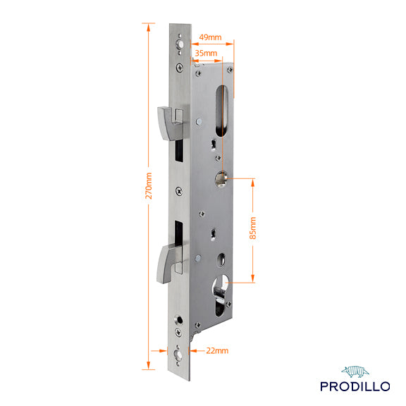 Door handle with measurement details on a white background, featuring the Prodillo brand.