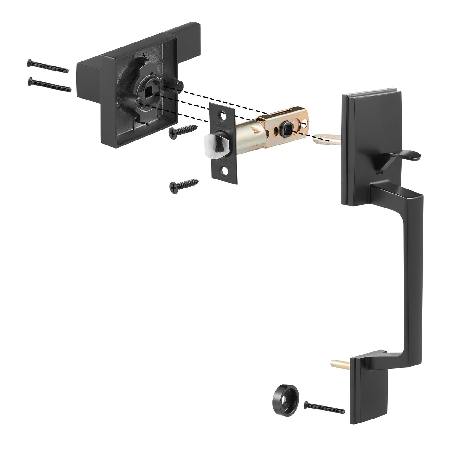 Matte Black Finish Door Handle Set - Modern Door Hardware for Exteriors - Prodillo