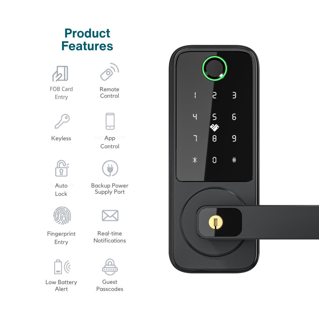 Prodillo S80 Touchscreen Smart Door Lock - Matte Black