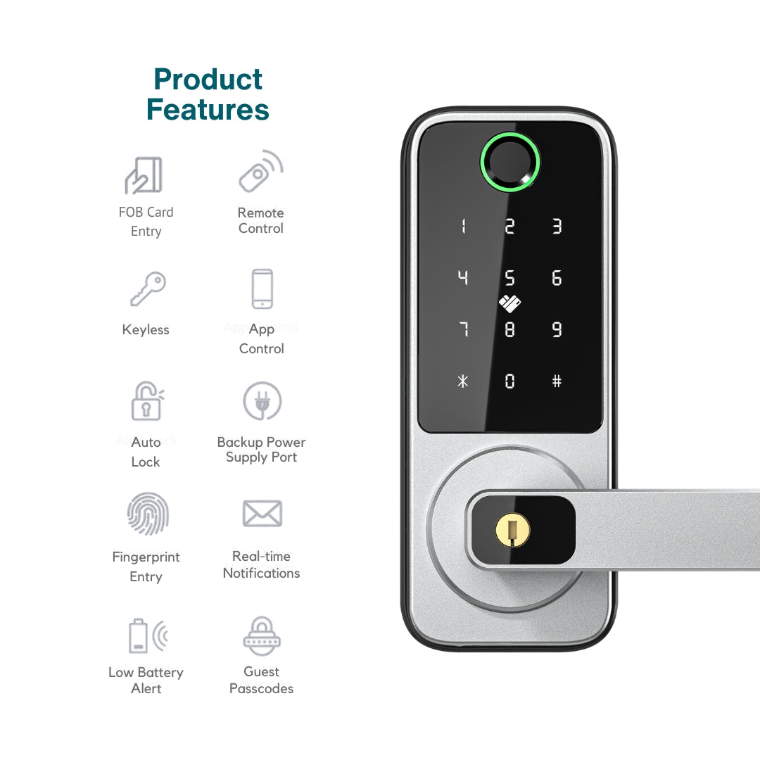 S80 Smart door lock with digital keypad and keyless entry features on a white background - Prodillo