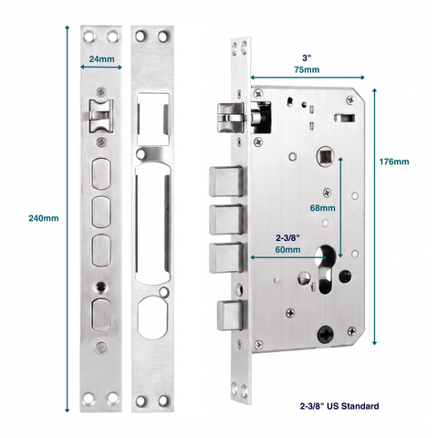 Prodillo Mortise Sashlock | 60mm backset 2-3/8" US Standard Size