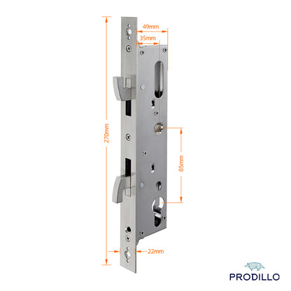 Door handle with measurement details on a white background, featuring the Prodillo brand.