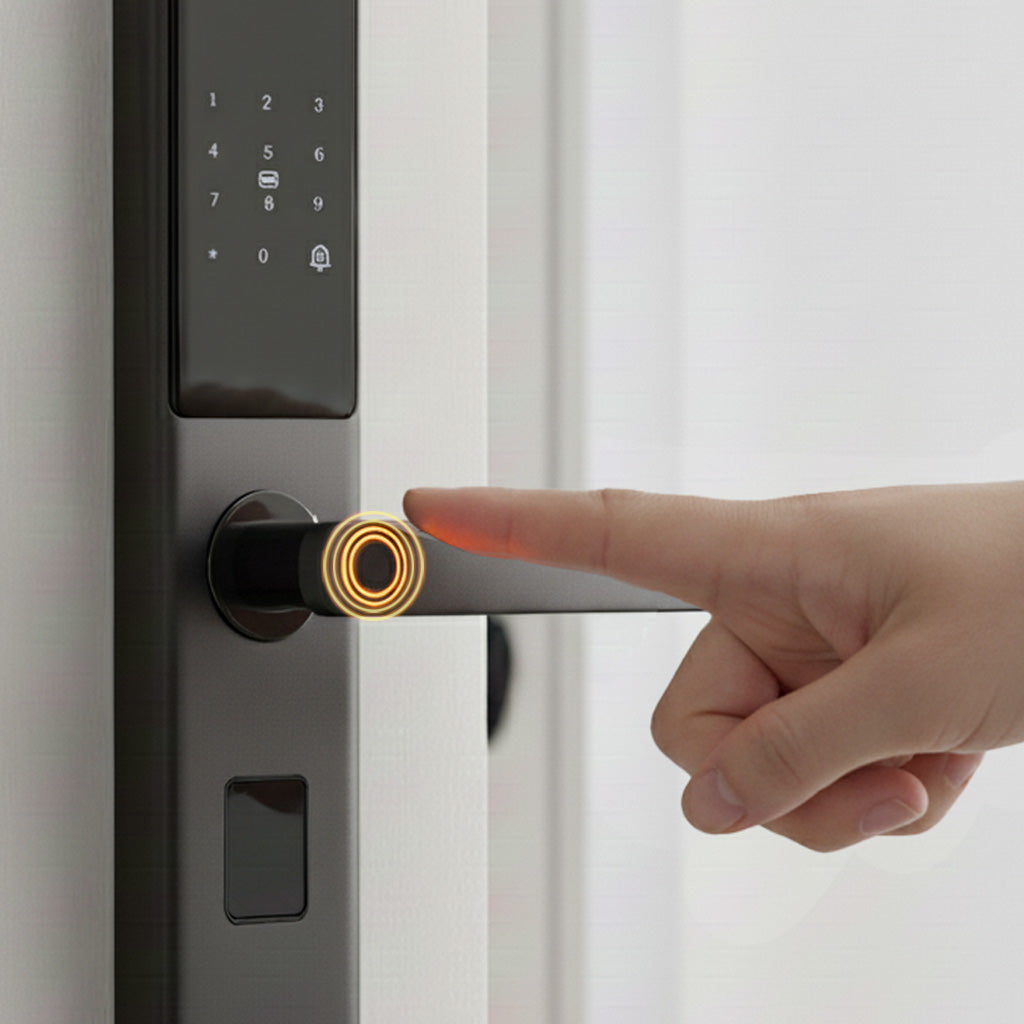 Prodillo G2 touchscreen smart lock with fingerprint sensor.