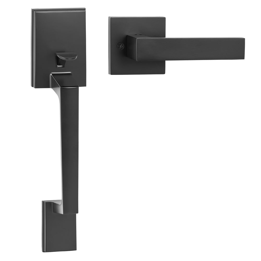 Door Handle Set with Lever - Matte Black Finish