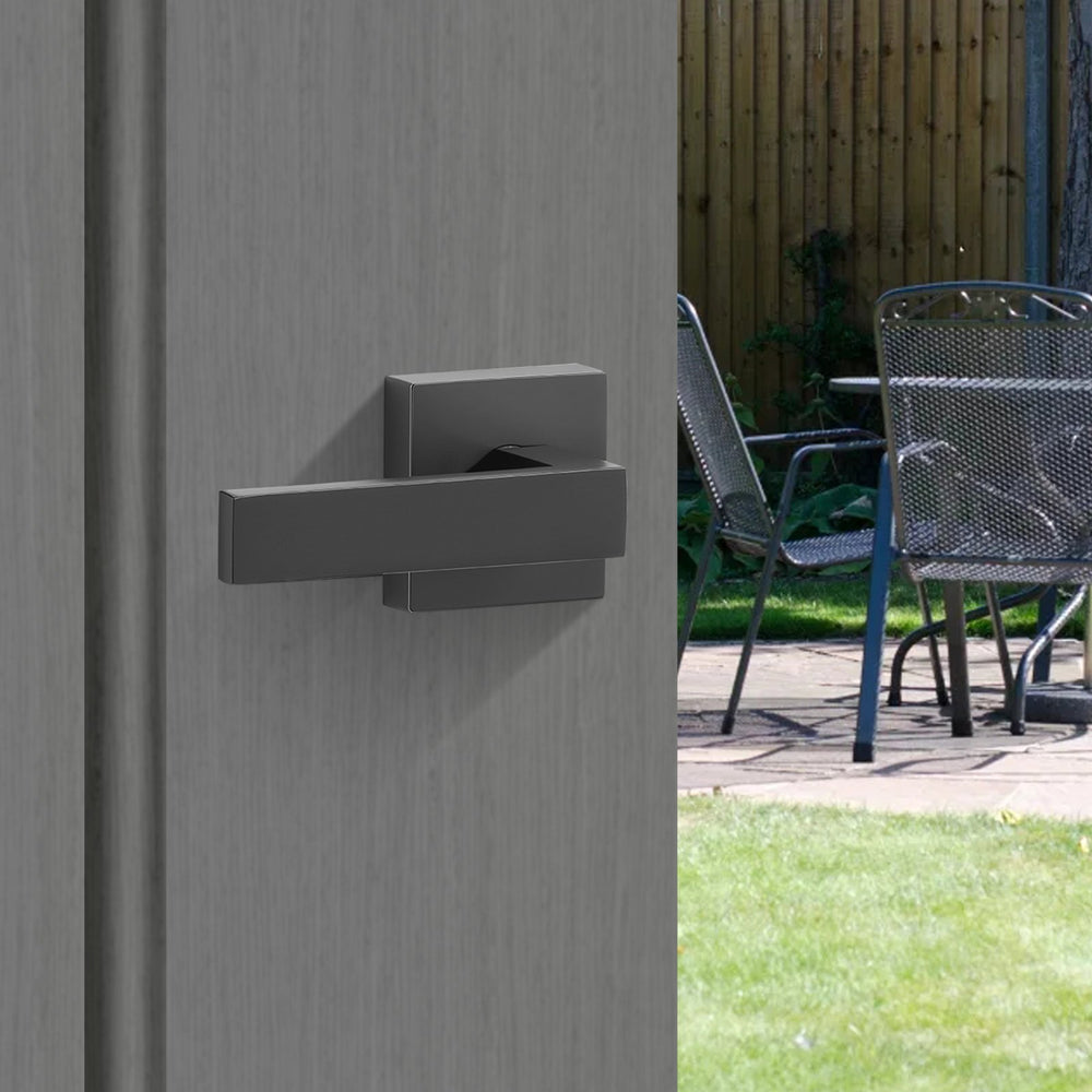 Door Handle Set with Lever - Matte Black Finish