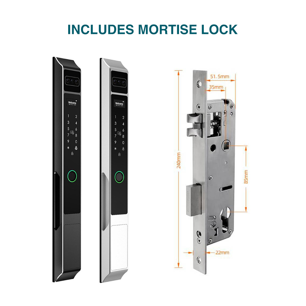 Prodillo Z10 smart lock with mortise lock component on a white background
