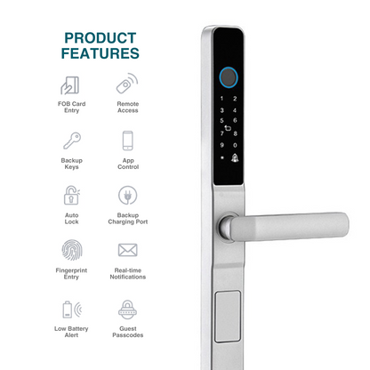 Prodillo MS01 smart lock product features - remote access, auto lock, fingerprint entry, mobile app access, passcode entry