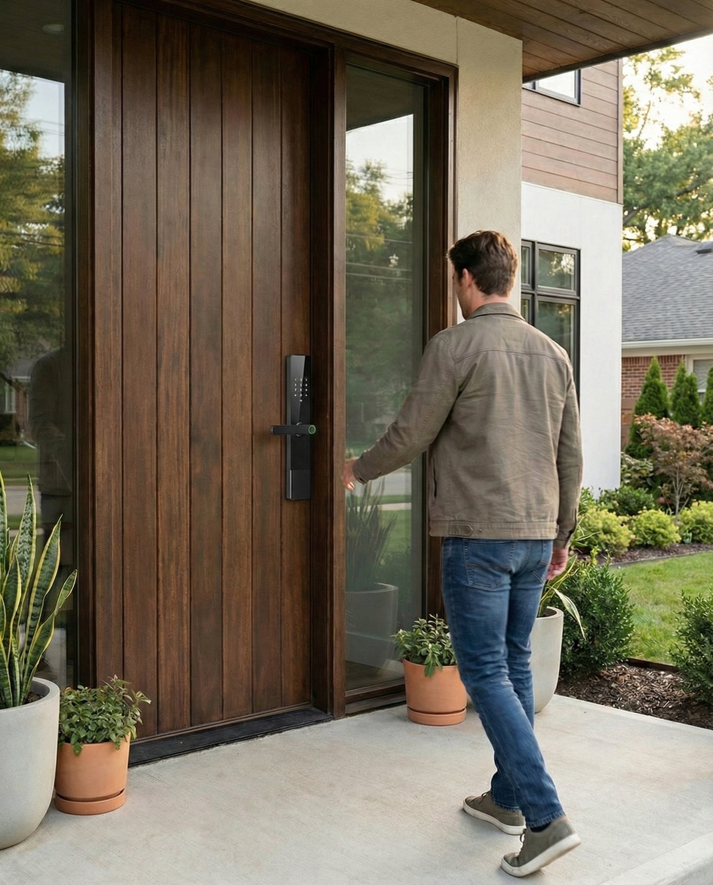 Prodillo R3 Smart lock lifestyle image on modern exterior residential door