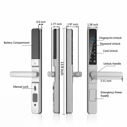 Prodillo MS01 silver smart lock Product Specifications and Measurements