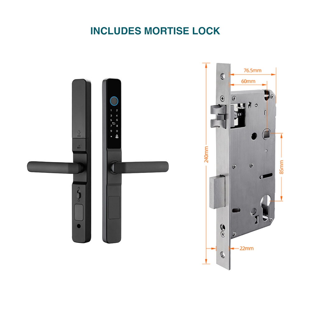 Prodillo MS01 smart lock includes a 60 mm backset mortise lock.